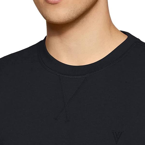 Black Customized Van Heusen Athleisure Men's Cotton Round Neck Sweatshirt