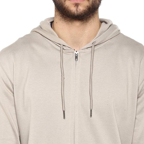 Grey Customized Men's Cotton Hooded Sweatshirt