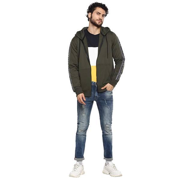 Olive Customized Men's Poly Cotton Hooded Neck Sweat Shirt