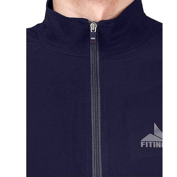 Navy Blue Customized Jacket For Men With Two Closure Zipper Pockets And Mesh Fabric Inside - Sports And Casual Wear