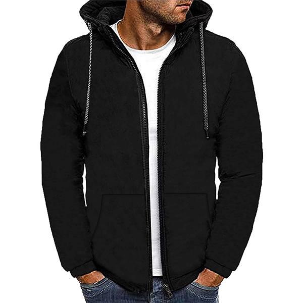 Black Customized Men's Regular Cotton Full Sleeve Zipper Hoodie