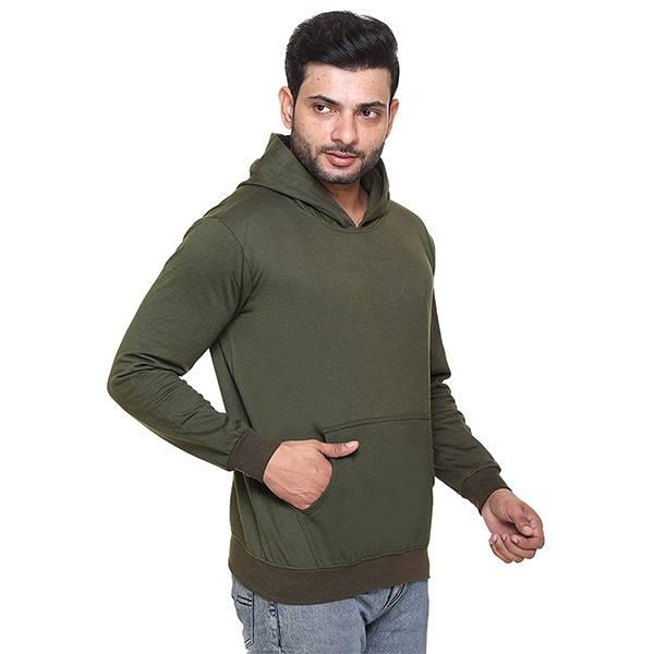 Green Customized Men's Cotton Fleece Hooded Sweatshirt