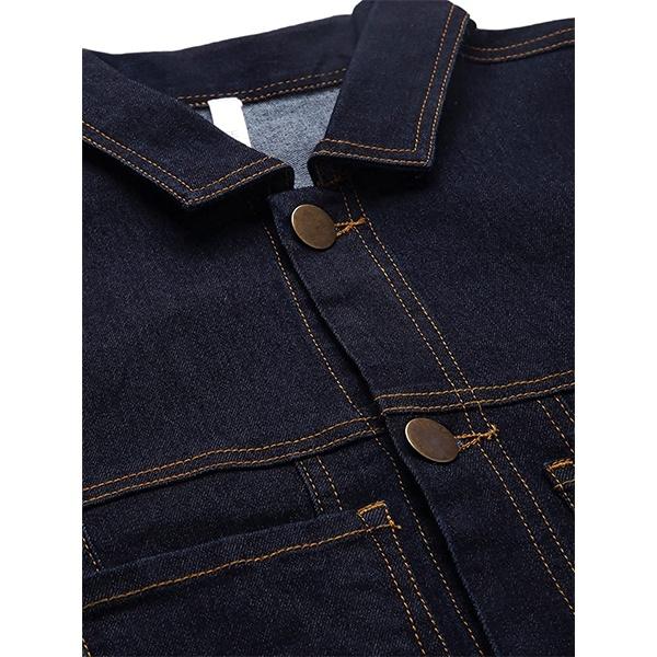 Dark Blue Customized Men's Solid Denim Jacket