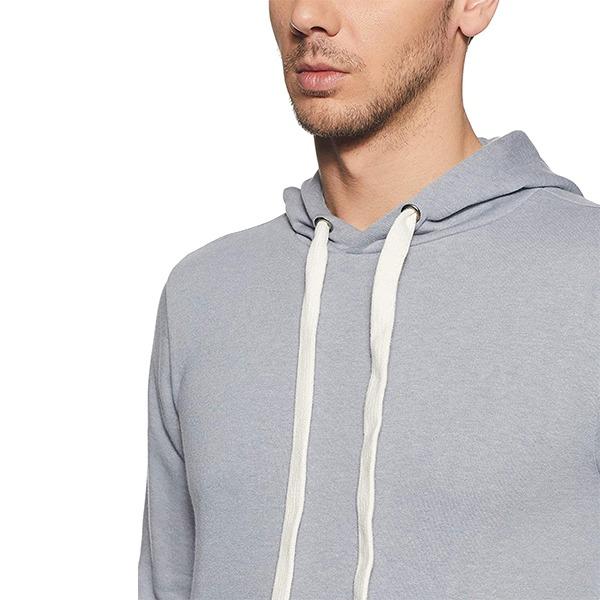 Grey Customized Men's Cotton Blend Hooded Sweatshirt