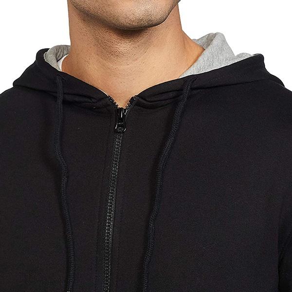 Black Customized Men's Fleece Hooded Neck Sweatshirt