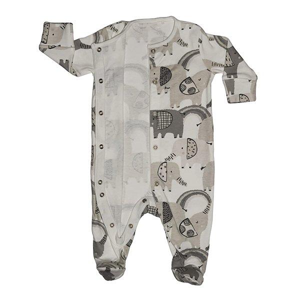 Grey Customized Newborn Baby Front Open Long Sleeve 100% Cotton Unisex Sleep Suit/Romper (6-9 Months)