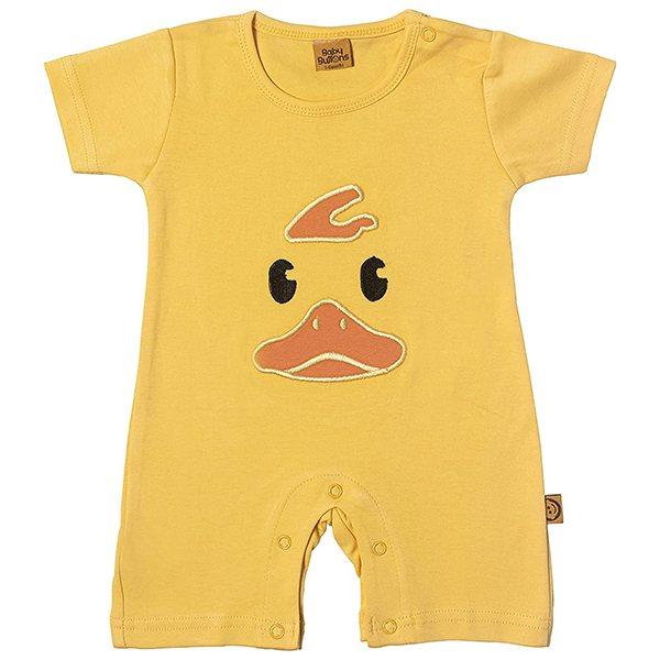 Yellow Customized 100% Cotton Romper/BodySuit Outfit For Baby Boys & Girls | Cute Duck (0-3 Months)