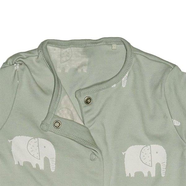 Grey Customized Newborn Baby Front Open Long Sleeve 100% Cotton Unisex Sleep Suit/Romper/Jumpsuit (0-3 Months, Elephant)