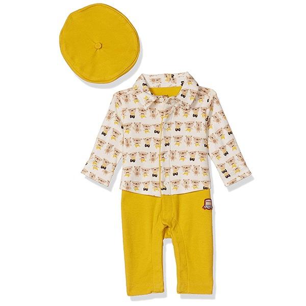Yellow Customized Baby Boy's Regular Fit Romper Suit
