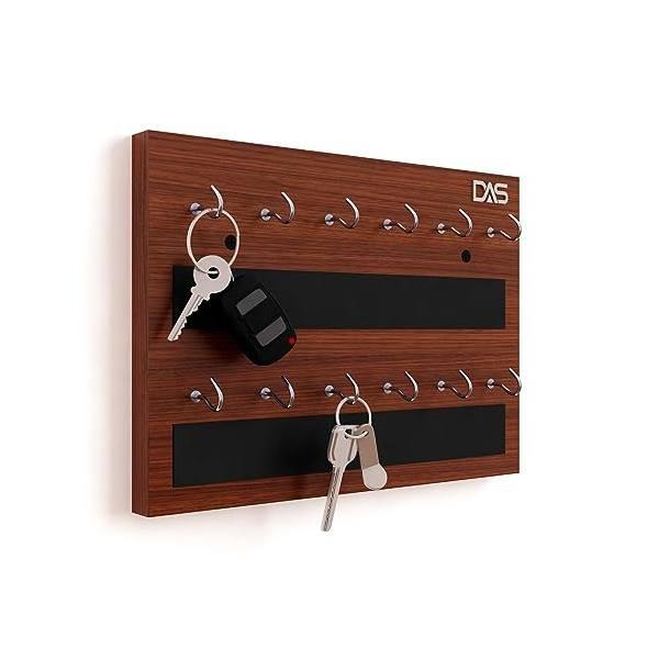 Brown Customized Wall Mounted Home Décor Key Chain Holder/Organizer Key Hooks Classic Walnut (12 Hooks)- Dex