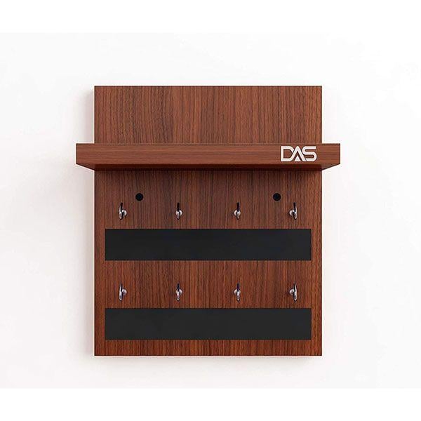 Brown Customized Wall Mounted Home Décor Key Chain Holder/Key Hooks Organizer with Wall Shelf Display Rack Classic Walnut