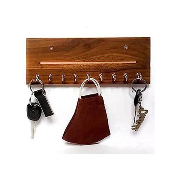 Brown Customized Key Holder for Wall with Eight Hooks for Home & Office/Wall Mounted Key Holder/Wall Hanging Key Holder