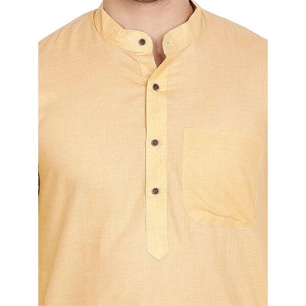 Yellow Customized Pure Cotton Kurta Pajama Set For Men