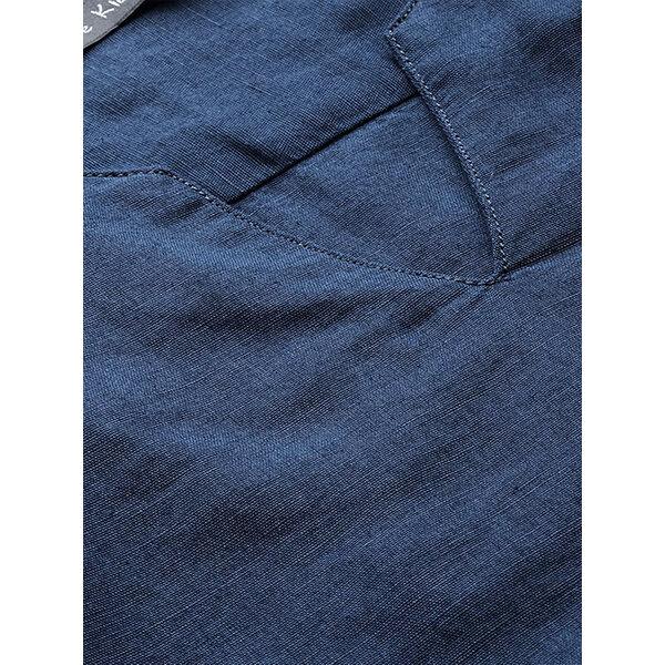 Navy Blue Customized Men Cotton Linen Solid Straight Kurta