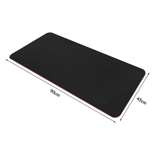 Black and  Red Customized Mouse Pad Blotter for Work from Home/Office/Gaming | Vegan PU Leather | Anti-Skid, Anti-Slip Extended Desk Mat (35 x 17.7 Inch)