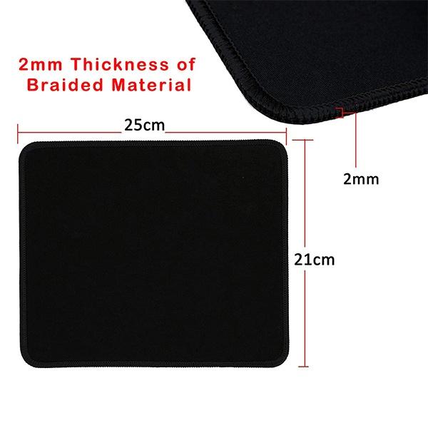 Black Customized Gaming Mouse Pad, Smooth Surface and Stitched Edges