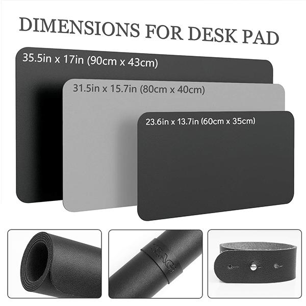 Black Customized Non-Slip Desk Pad, Mouse Pad, Waterproof PVC Leather Desk Table Protector, Ultra Thin Large Desk Blotter, Easy Clean Laptop Desk Writing Mat (31.5