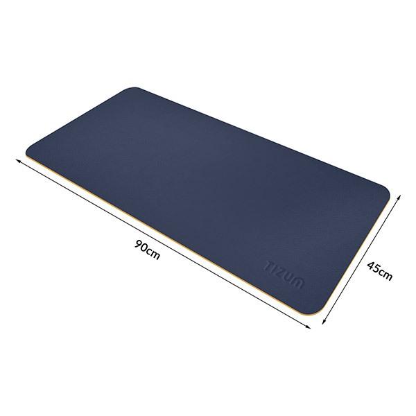 Navy Blue and Yellow Customized Extended Mouse Pad for Work from Home/Office/Gaming | Vegan PU Leather | Anti-Skid, Anti-Slip Extended Desk Mat, Reversible, SplashProof Deskspread (35 x 17.7 Inch)