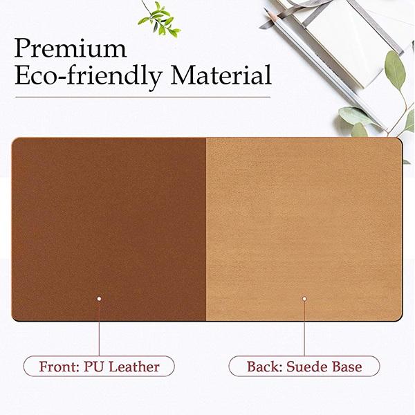 Brown Customized Leather Desk Pad Protector, Mouse Pad, Office Desk Mat, Non-Slip PU Leather Desk Blotter, Laptop Desk Pad, Waterproof Desk Writing Pad for Office and Home - (31x15.5 Inch)