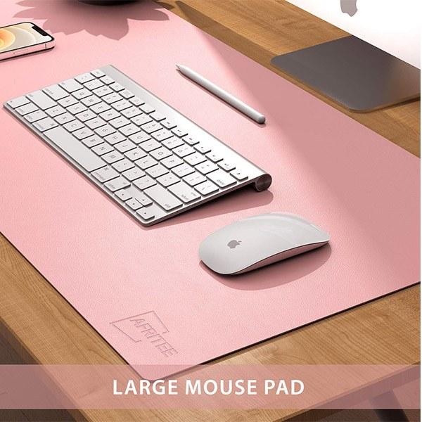 Pink and Sky Blue Customized Desk Pad Protector Mat - Dual Side PU Leather Desk Mat Large Mouse Pad Waterproof Desk Organizer (Size - 23.6
