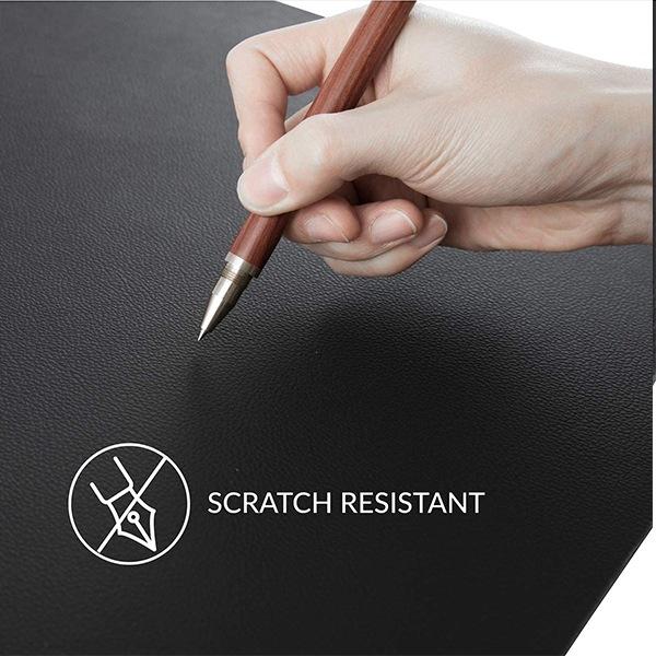 Black Customized Desk Pad, Large Mouse Pad, Office Desk Mat, PU Leather Desk Blotter, Laptop Desk Mat, Waterproof Desk Writing Pad for Office and Home, Single-Sided (Black, 80 x 40 cm)