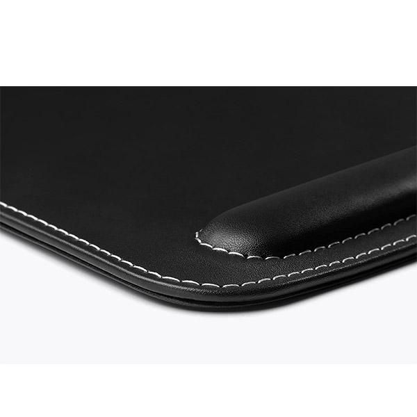 Black Customized Vegan Leather Mouse Pad with Wrist Rest, Non-Slip Backing, Waterproof, Stitched Edge, Handmade, Eco-Friendly