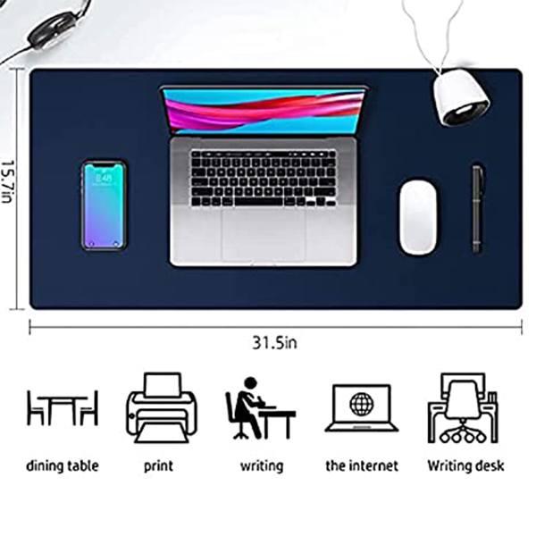 Blue Customized Multifunctional Non-Slip PU Leather Desk Mat/Mouse Pad | Ultra Thin Waterproof Desk Writing Mat for Office, College, School, Home (Size - 30
