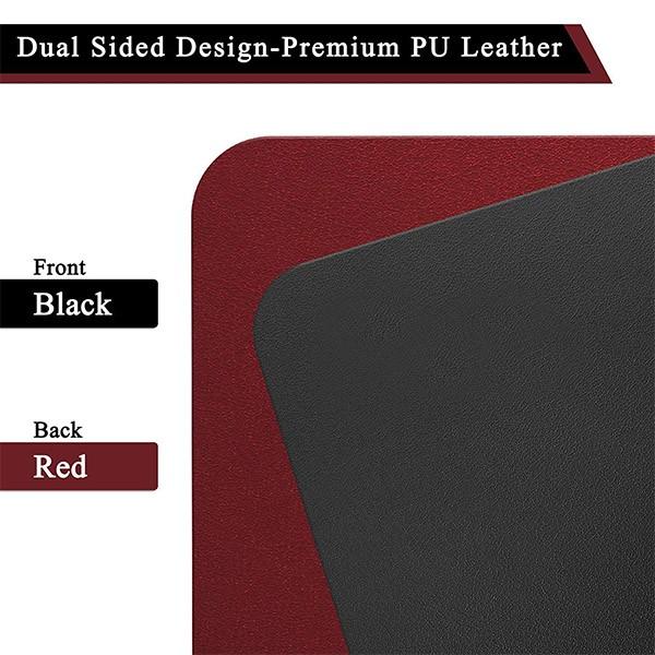 Black and Red Customized Dual Sided Mouse Pad | Extended Mouse Pad for Work from Home/Office/Gaming | PU Leather | Anti-Skid, Anti-Slip, Reversible Splash Proof (31x15.5 Inches)