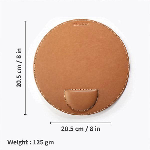 Light Brown Customized Vegan Leather Mouse Pad with Wrist Rest, Non-Slip Backing, Waterproof, Stitched Edge, Handmade, Eco-Friendly (Pack of 3)