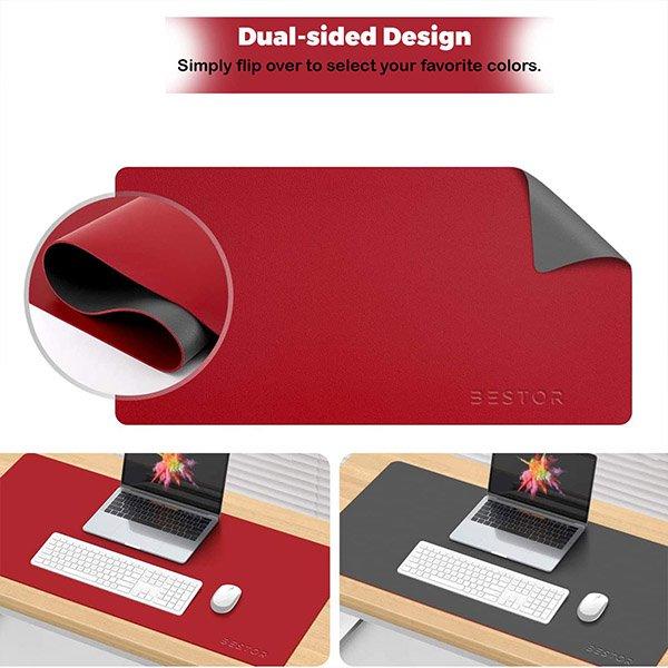Black and Red Customized Office Desk Mouse Pad, Ultra Thin Waterproof PU Leather Mouse Pad, Dual Use Desk Writing Mat for Office/Home (90 cm x 45 cm)
