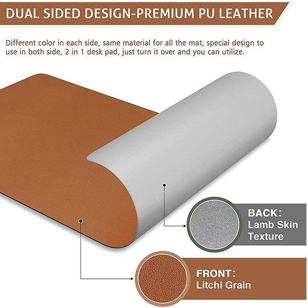 Brown and Silver Customized Office Desk Mouse Pad, Ultra Thin Waterproof PU Leather Mouse Pad, Dual Use Desk Writing Mat for Office/Home (Size - 90cm x 45cm)