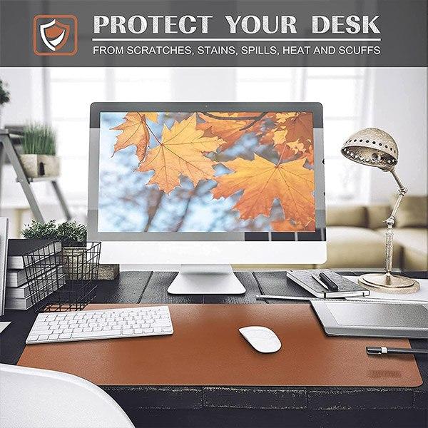 Brown and Grey Customized Dual-Sided Mouse Pad Desk Mat, Laptop Pad (Size - 90 x 45cm)