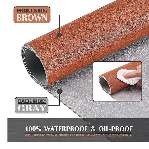 Brown and Grey Customized Leather Mouse Pad, Desk Mat Extended for Work from Home, Anti-Slip, Reversible, Water Resistant Large Desk Spread