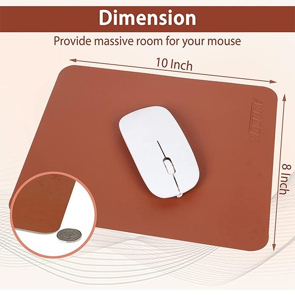 Tan and Light Grey Customized Vegan PU Leather Mouse Pad for Laptop Notebook Gaming Computer Non-Slip Anti Skid Dual Color Reversable Mouse Pad for Work from Home Splash Proof (Size - 10 x 8 Inch)