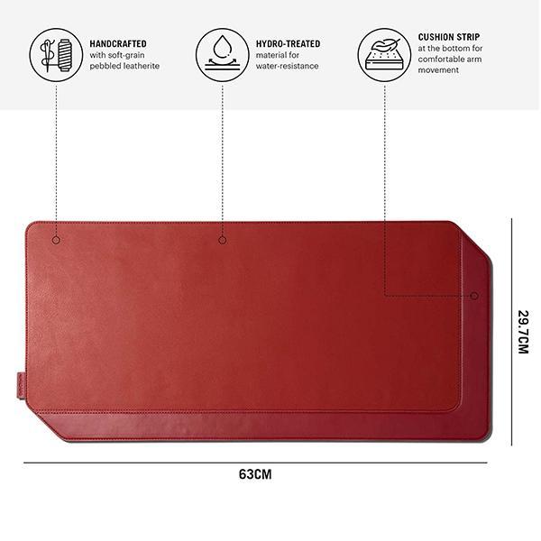 Maroon Customized  Leather Desk Mat for Work from Home/Office/Gaming | Premium Vegan Leather | Hand-Crafted with Soft-Grain, Pebbled Leatherite