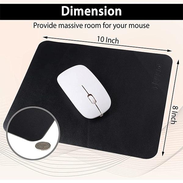 Black Customized Vegan PU Leather Mouse Pad for Laptop Notebook Gaming Computer Non-Slip Anti Skid Dual Color Reversable Mouse Pad for Work (Size - 10 x 8 Inch)