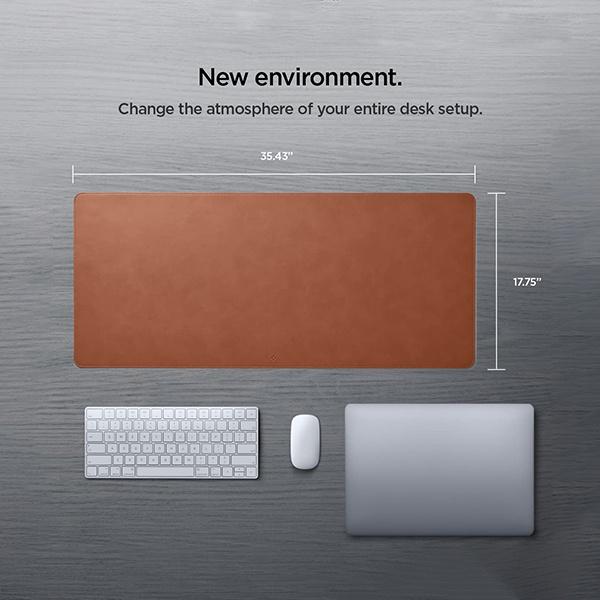 Brown Customized Premium Vegan Leather Extended XXL Mouse Pad / Desk Pad, Smooth Texture  (900mm x 400mm)