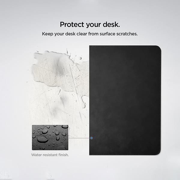 Black Customized Vegan Leather Extended XXL Mouse Pad / Desk Pad, Smooth Texture (900mm x 400mm)