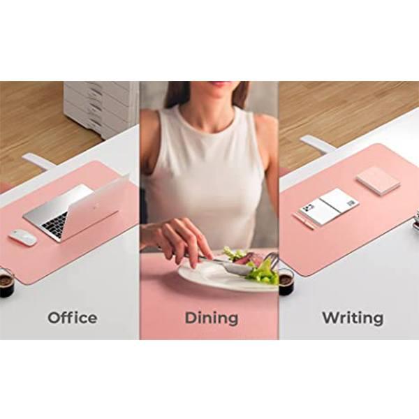 Pink and Light Blue Customized Vegan Leather Dual Color Desk Pad, Mouse Pad, Waterproof Desk Writing Pad Edges (27.6