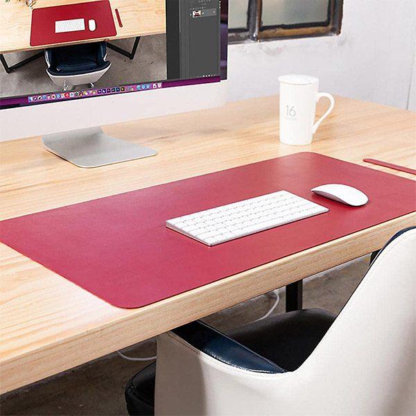 Wine Red Customized Desk Mousepad Extended Waterproof Microfiber Gaming Keyboard Mouse Pad, Waterproof Pu Leather (60x30 cm)