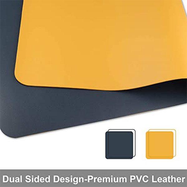 Navy Blue & Orange Customized Desk Mousepad Extended Waterproof Microfiber Gaming Keyboard Waterproof Pu Leather, Rectangle Standard Mouse Pad (80x40 cm)