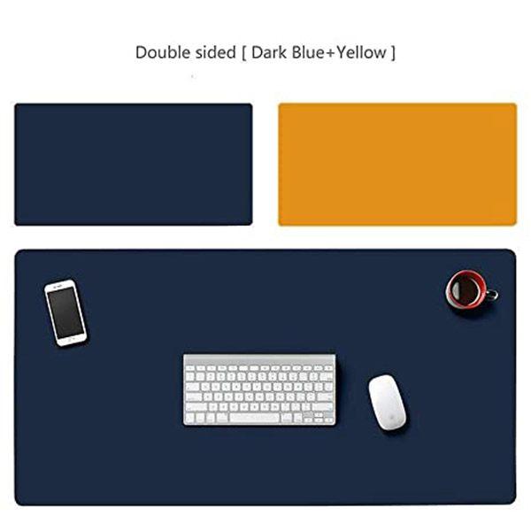 Navy Blue and Orange Customized Desk Mousepad Extended Waterproof Microfiber Gaming Keyboard Mouse Pad Pu Leather, Rectangle Dual Side Mouse Pad (Size - 60x30 cm)