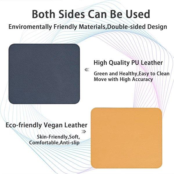 Blue and Yellow Customized Mouse Pad, Reversible Dual Color PU Vegan Leather Mouse Mat Waterproof for Wireless Computer (Size 25*21cm)