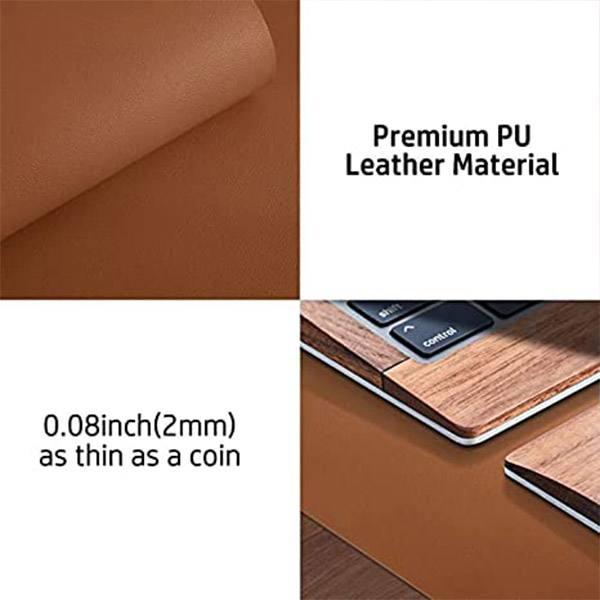 Brown and Grey Customized Vegan Leather Desk Pad, Mouse Pad, Office Desk Mat, Vegan Leather, Laptop Protector Desk Pad, Waterproof Desk Writing Pad (31.5