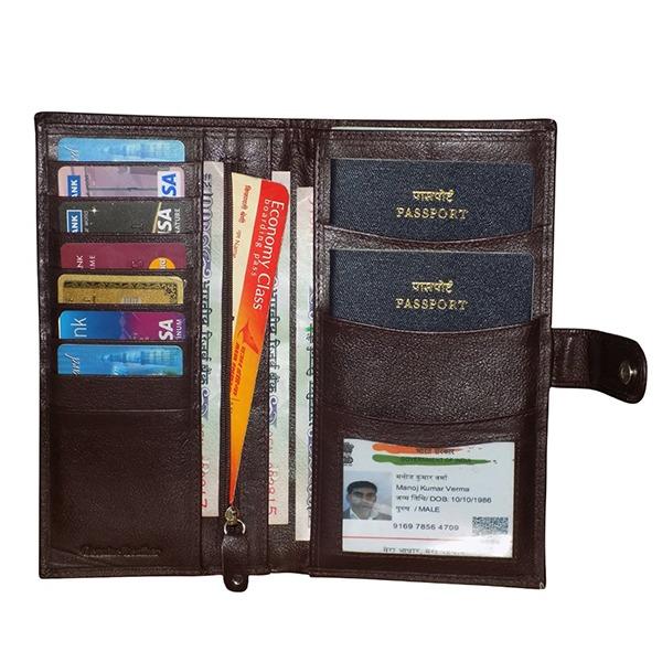 Brown Customized Leather Passport Wallet for Men and Women