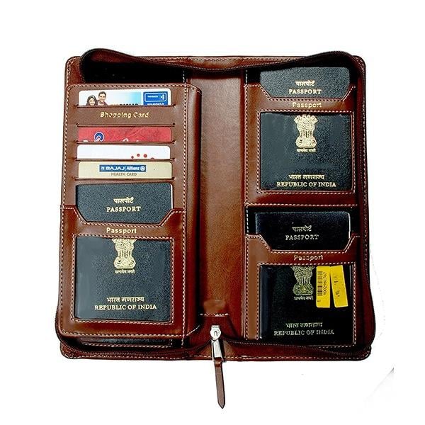 Brown Customized Passport Unisex Wallet