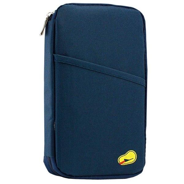 Blue Customized Travel Passport Organizer Wallet with Zip for Credit Card, Ticket, Coins