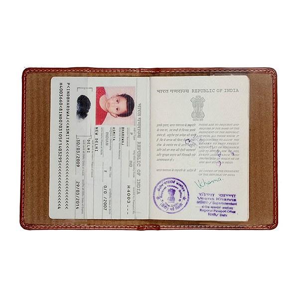Brown Customized RFID Passport Cover