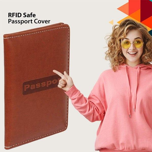 Brown Customized RFID Passport Cover