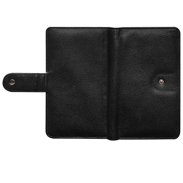 Black Customized Leather Women Clutch Travel Wallet with Button Closure